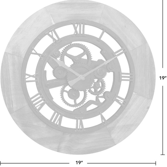 Rustic Wood Gear Wall Clock, 19", Aged Brown - Picture 4 of 5